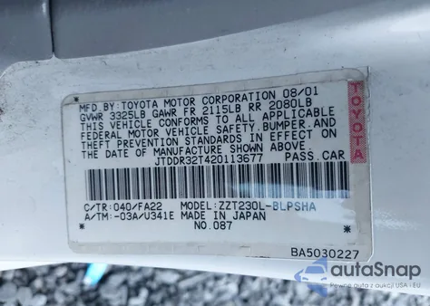 2002 Toyota Celica Gt из США, поврежденный, VIN JTDDR32T420113677